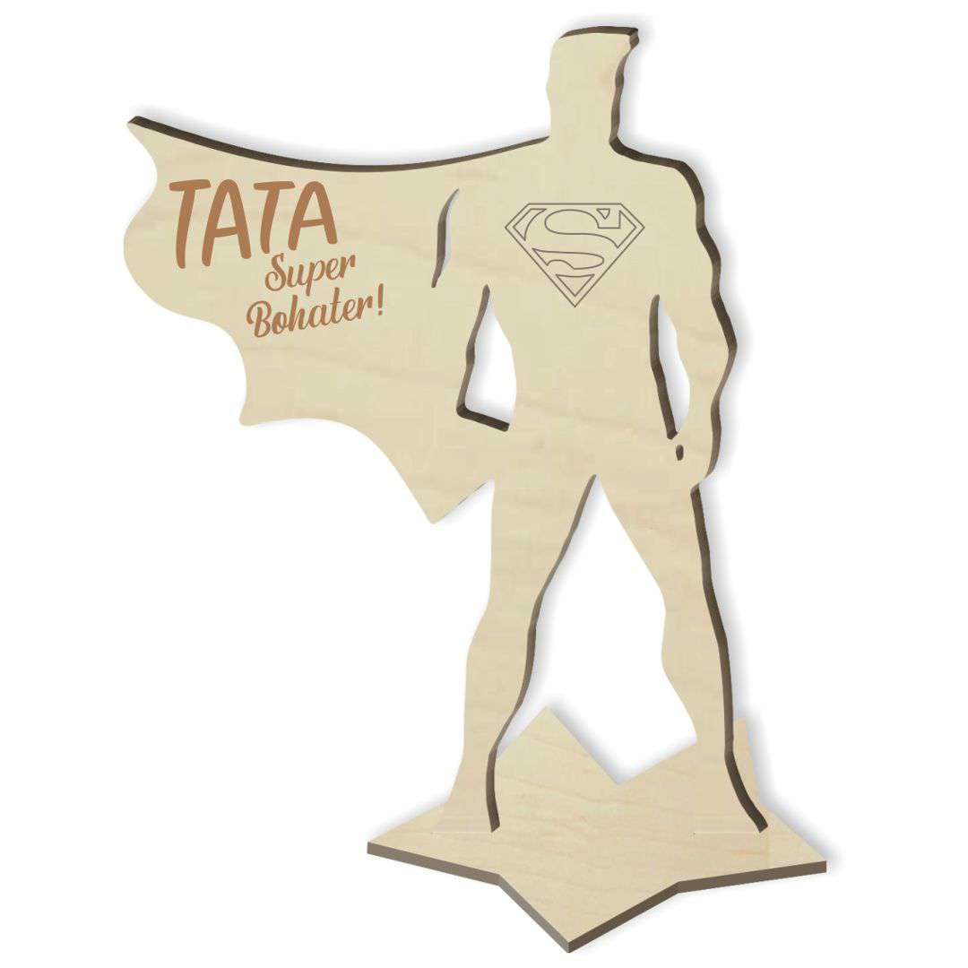 Dekoracja drewniana Tata super bohater 125 cm