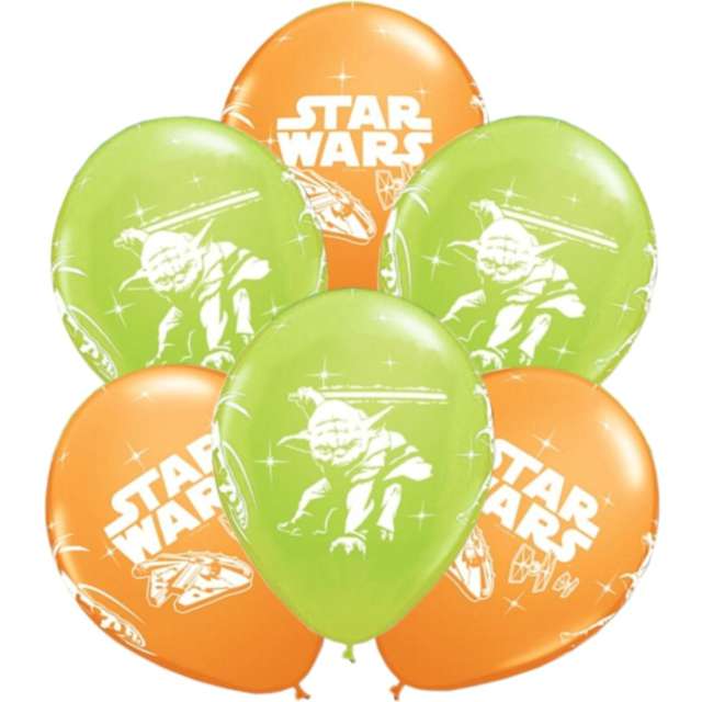 Balony Star Wars - Darth Vader i Yoda pastel mix Qualatex 12 6 szt