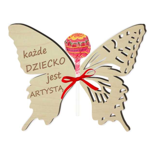Dekoracja drewniana Motylek na lizak Dziecko - Artysta 14 cm