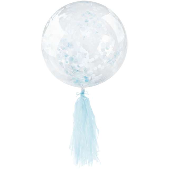 Balon z konfetti "Frędzle - niebieski", transparentny, Arpex, 18", ORB