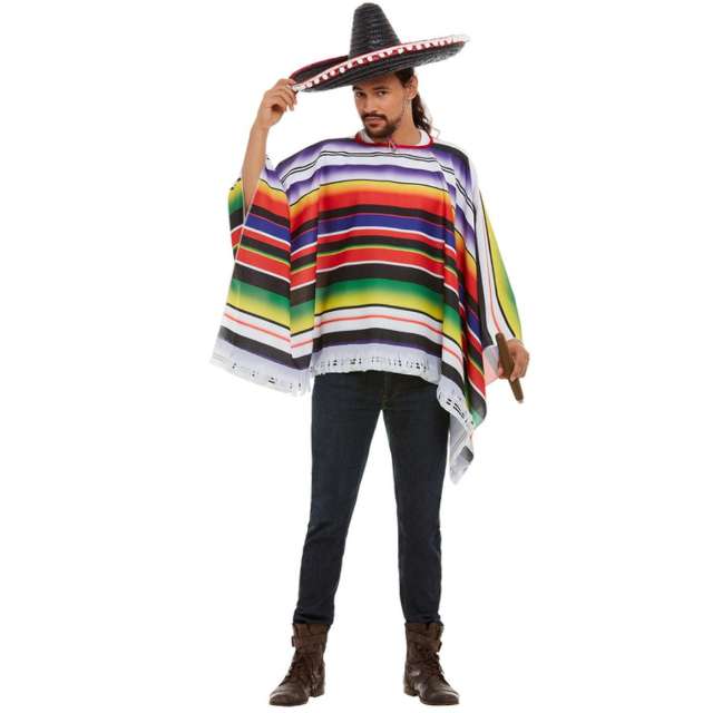 Strój dla dorosłych Ponczo Meksykańskie - Paski mix Smiffys