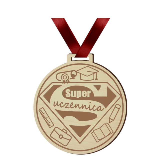 Medal Super Uczennica drewniany 72 mm
