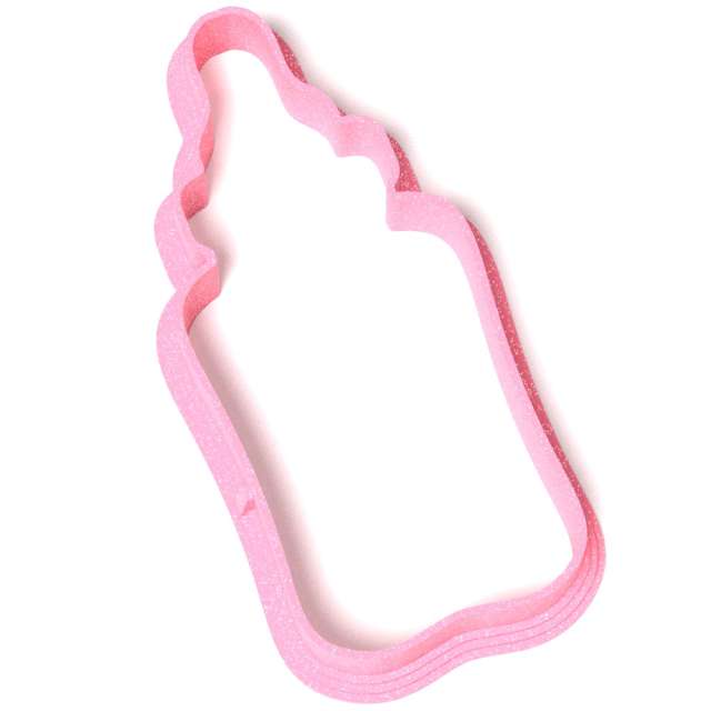 Foremka "Baby Shower Girl - Butelka ze smoczkiem", 45x92 mm, różowa brokatowa