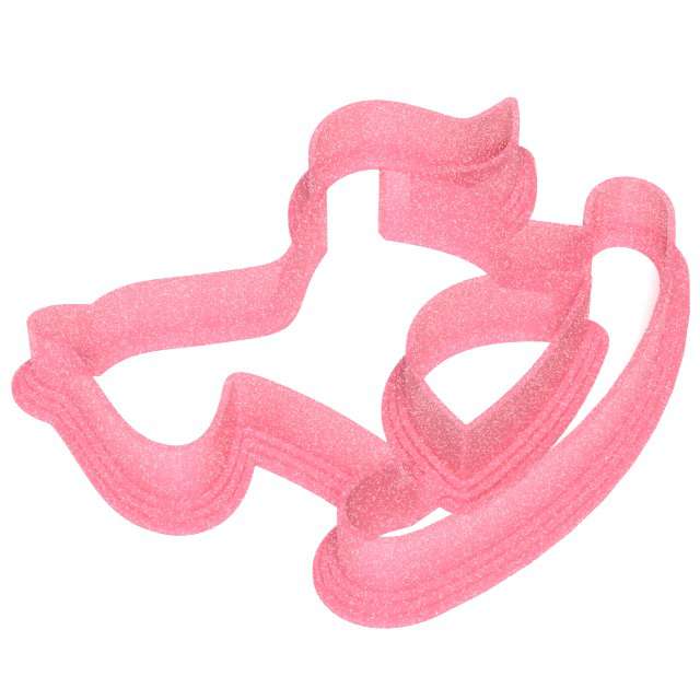 Foremka Baby Shower Girl - Konik na biegunach 88x67 mm różowa brokatowa