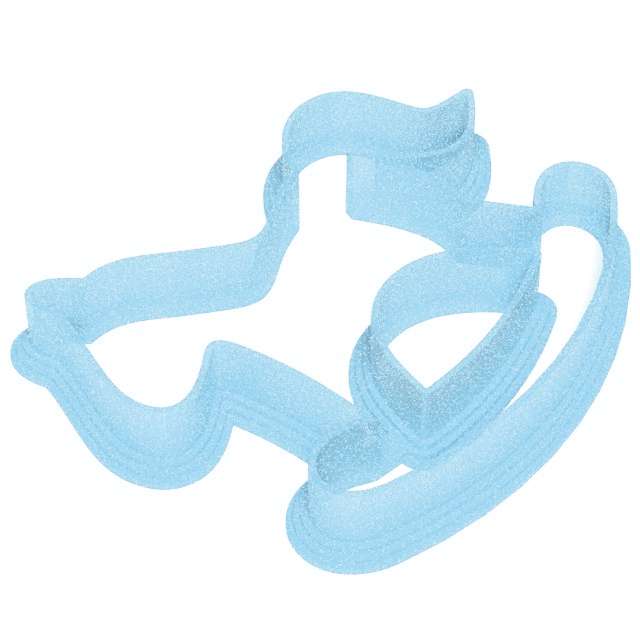 Foremka Baby Shower Boy - Konik na biegunach 88x67 mm błękitna brokatowa