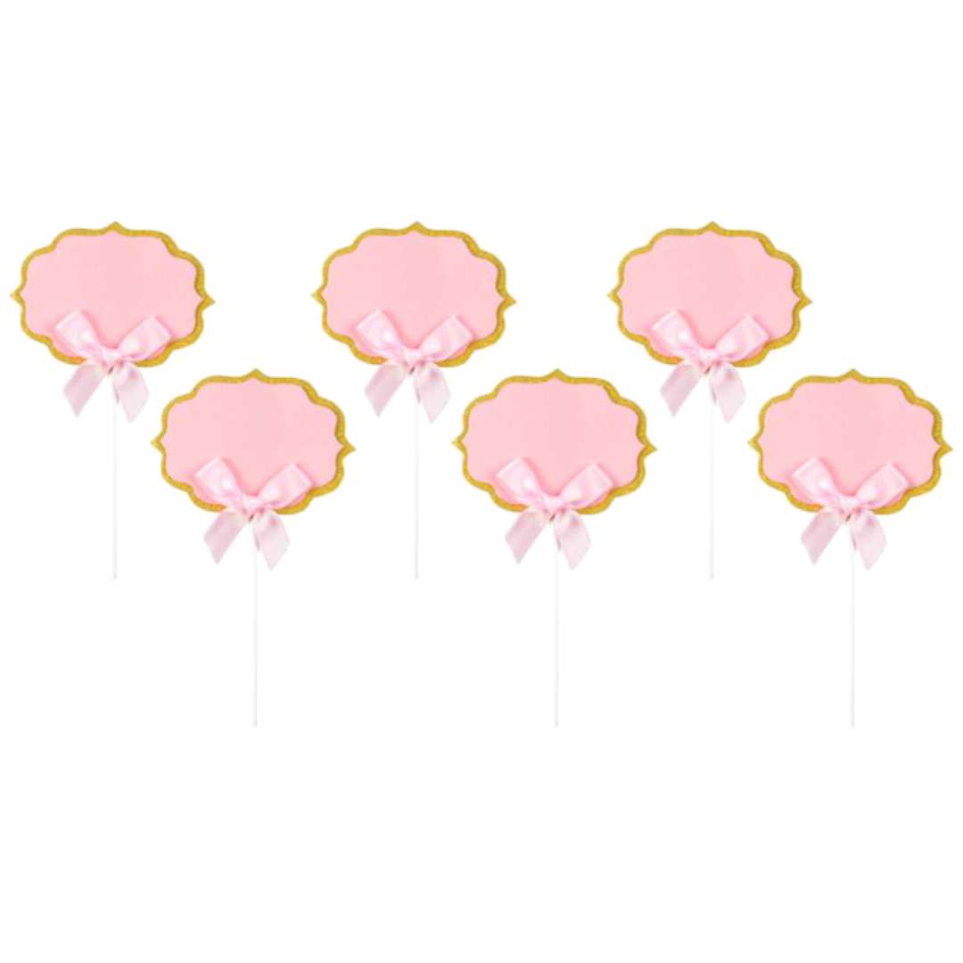 Pikery "Chmurki - Kokardki", różowe, Arpex, 12 cm, 6 szt