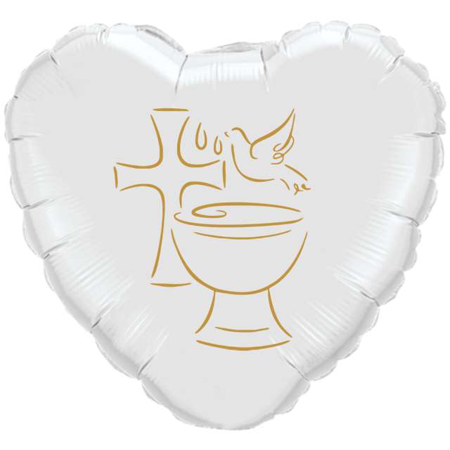Balon foliowy Chrzest Święty biało-złoty 18 HRT