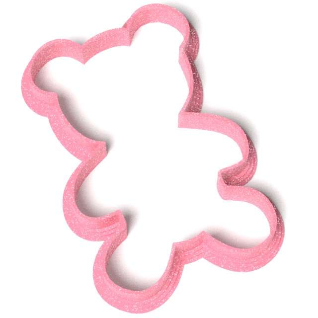 Foremka "Baby Shower Girl - Miś, obrys", 60x87 mm, różowa brokatowa