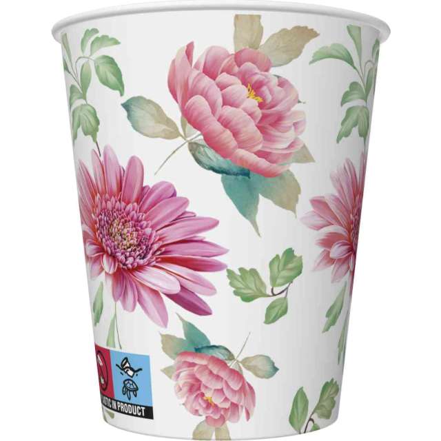 Kubeczki papierowe Kwiaty - Watercolour Maki 250 ml 8 szt