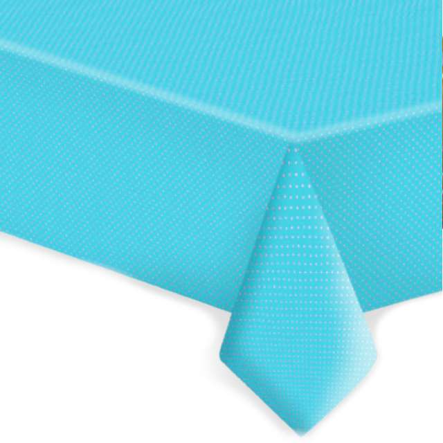 Obrus papierowy "Białe Kropki", błękitny, Maki, 180x120 cm