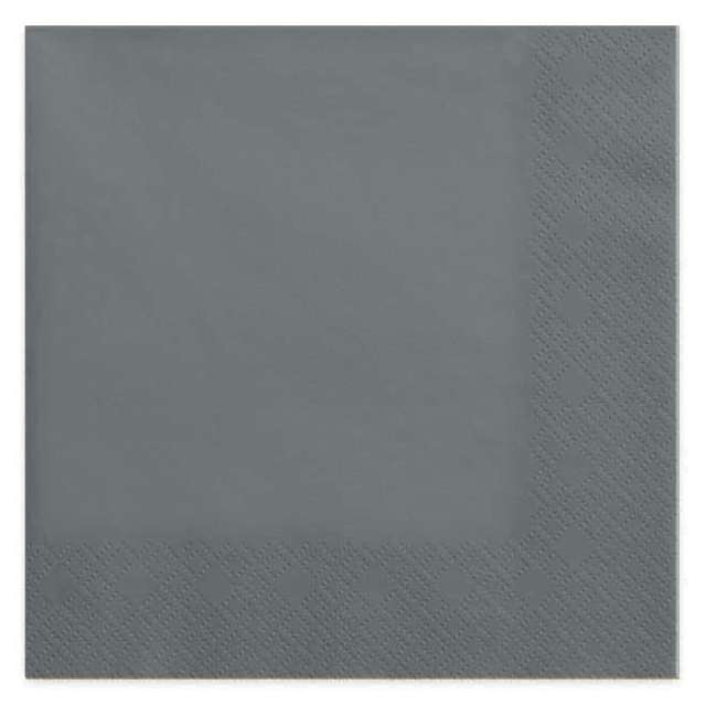 Serwetki "Lace", srebrne, Maki, 33 cm, 20 szt