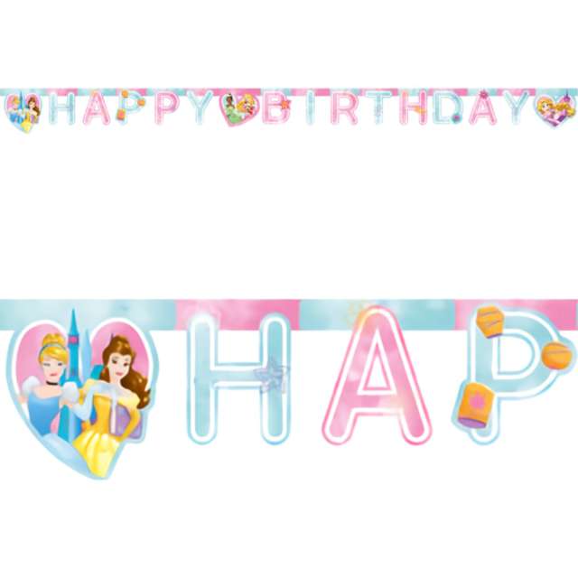 Baner "Księżniczki Disneya - Happy Birthday", Procos, 200 cm