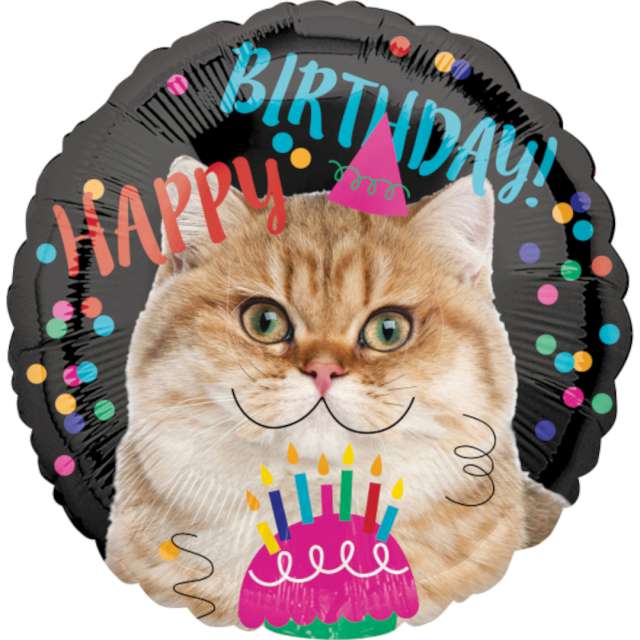 _xx_Standard Happy Birthday Cat Foil Balloon Roun