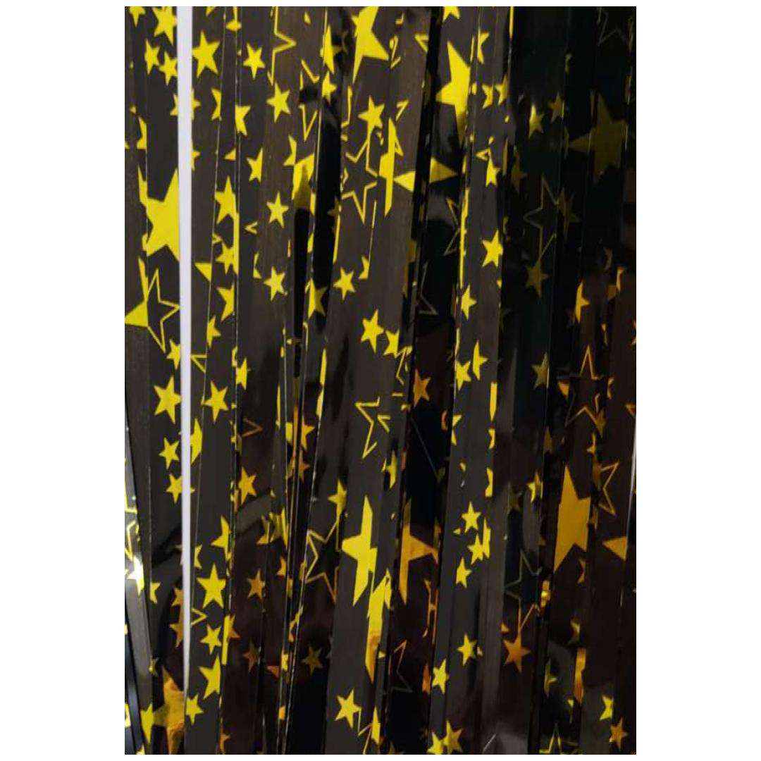 Kurtyna na drzwi "Gwiazdki złote", czarna, PartyPal, 200 x 100 cm