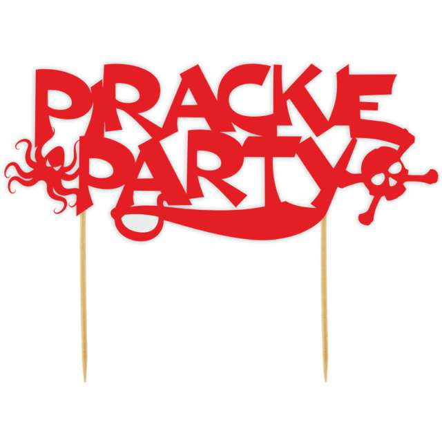 Topper papierowy Pirackie Party czerwony 17 x 15 cm