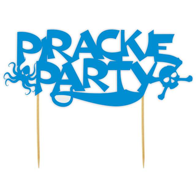 Topper papierowy "Pirackie Party", niebieski, 17 x 15 cm
