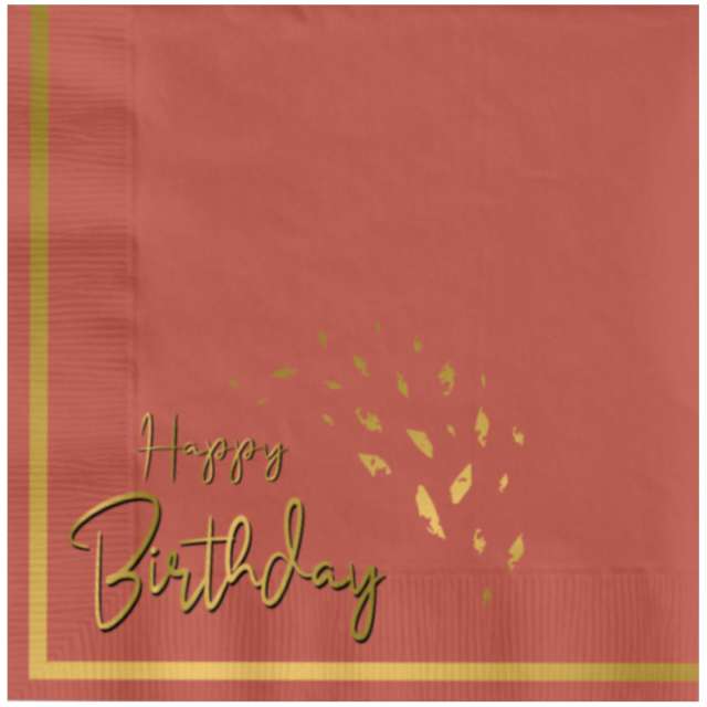 Serwetki Happy Birthday - Złota Rama różowe Folat 33 cm 20 szt