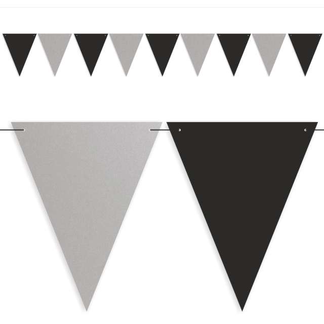 Baner flagi Party w dwóch kolorach srebrno-czarne 36 m