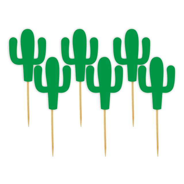 Pikery "Meksykańskie kaktusy", zielony, 8 cm, 6 szt