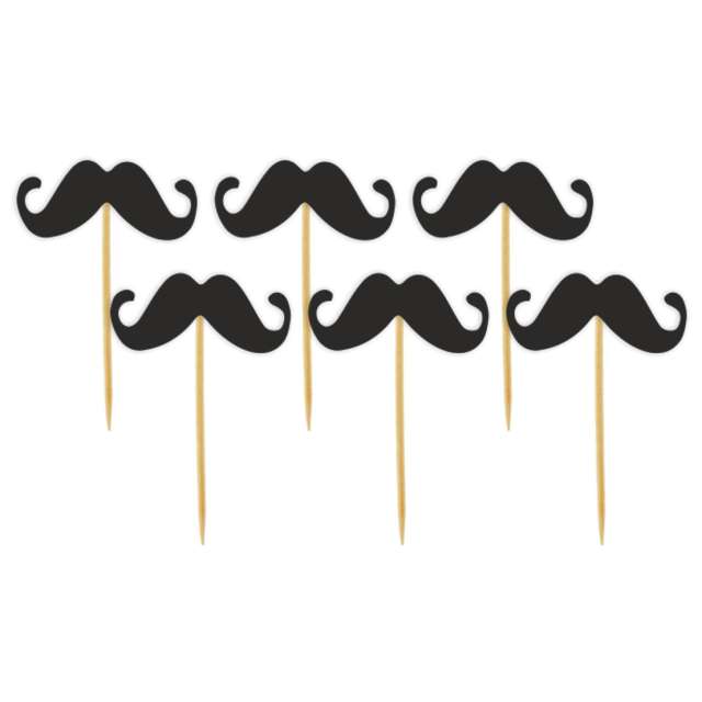 Pikery "Meksykańskie wąsy", czarne, 8 cm, 6 szt