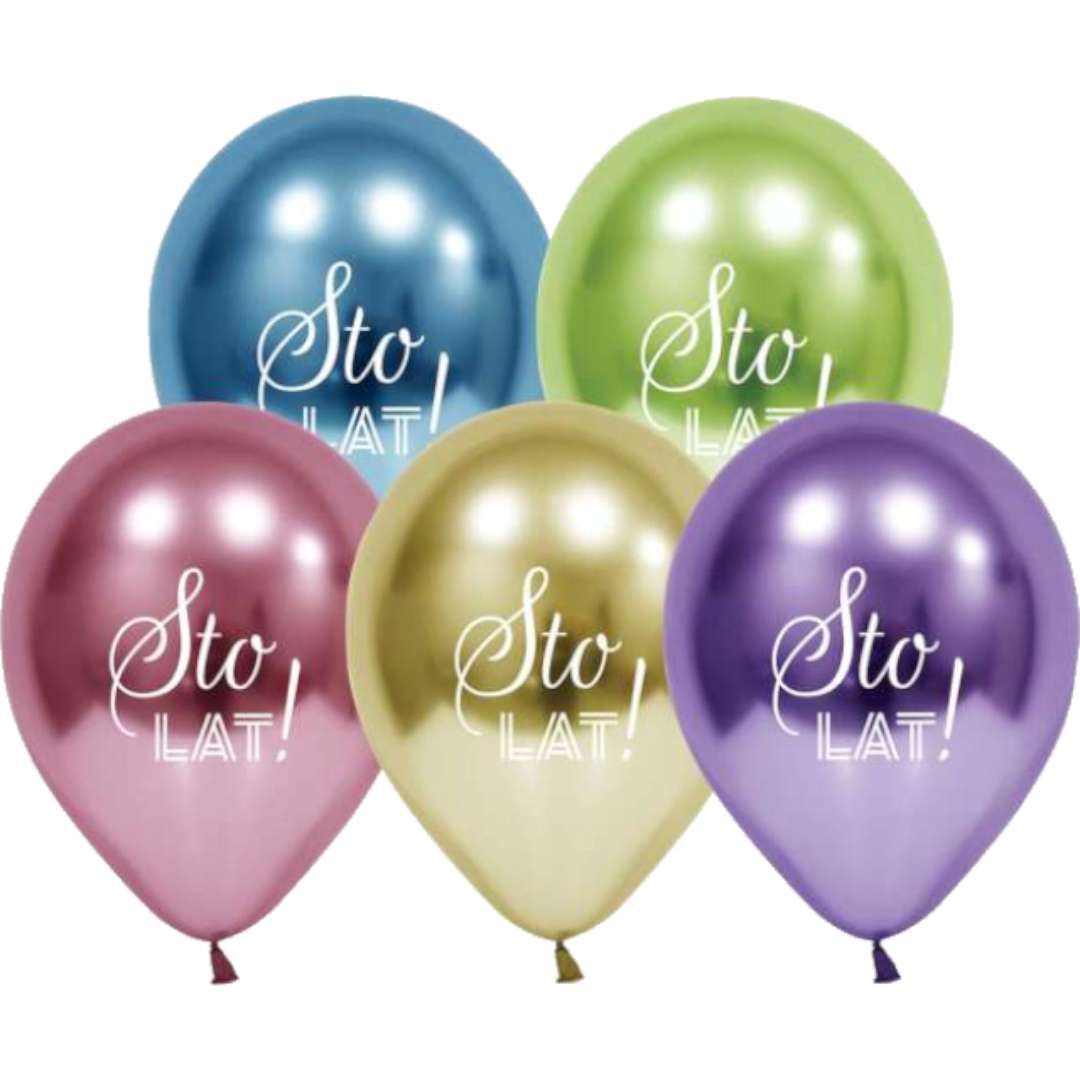 Balony "Sto Lat - Platynowe", Mix, Godan, 12", 5 szt