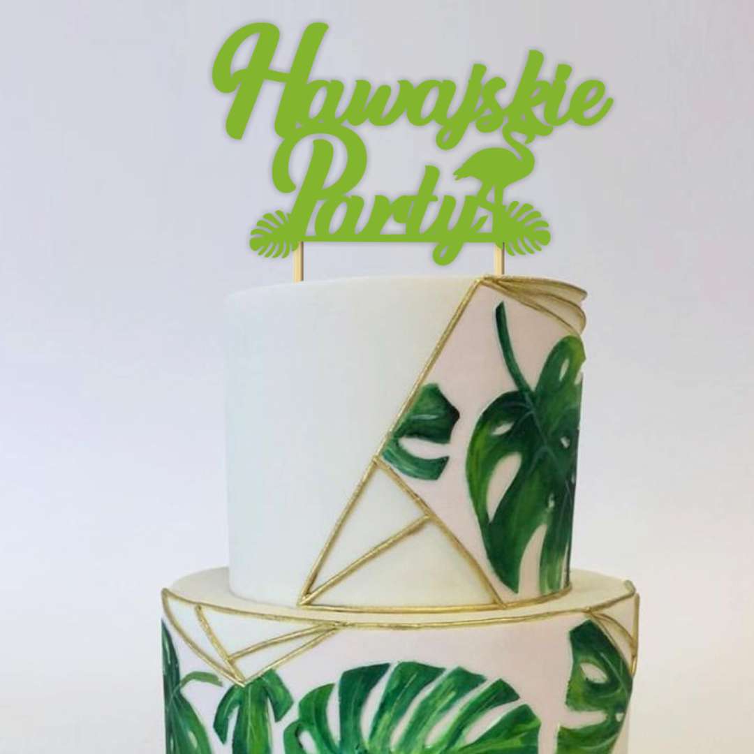 Topper papierowy Hawajskie party zielony jasny 13 x 16 cm