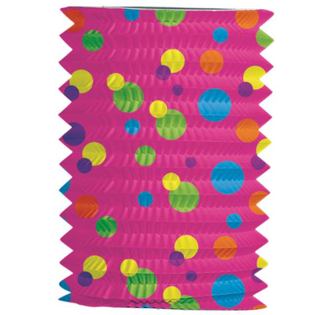 Lampion papierowy "Kropki kolorowe", różowy, Folat, 16 cm