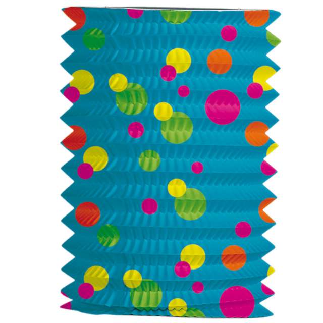 Lampion papierowy Kropki kolorowe turkusowy Folat 16 cm