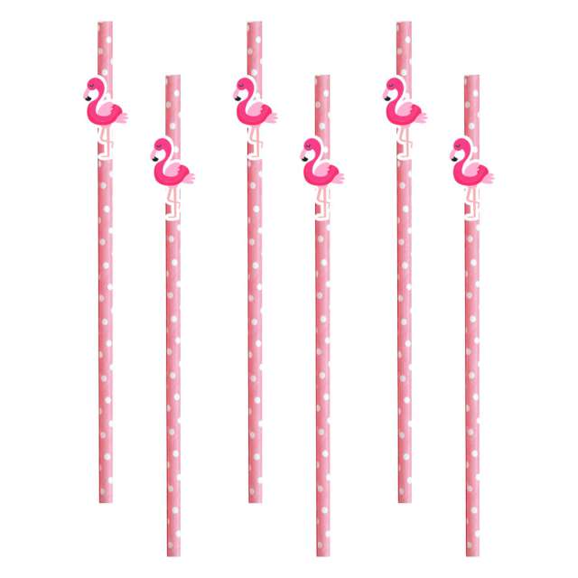 Słomki "Flaming", różowe kropki, 19,5 cm, 6 szt