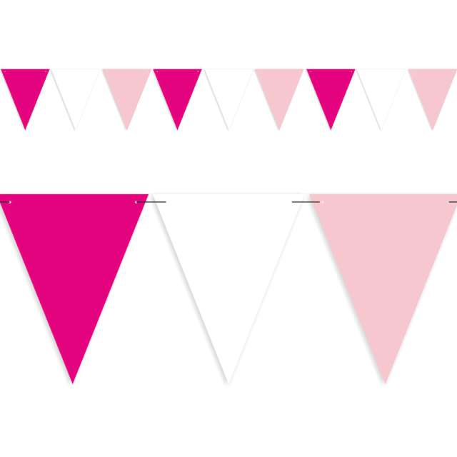 Baner flagi "Party w trzech kolorach", biało-różowe, fuksja, 3,6 m