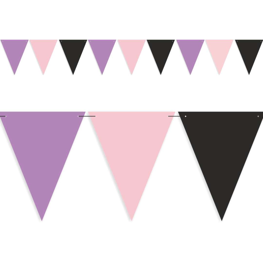 Baner flagi Party w trzech kolorach różowo-fioletowo-czarny 36 m