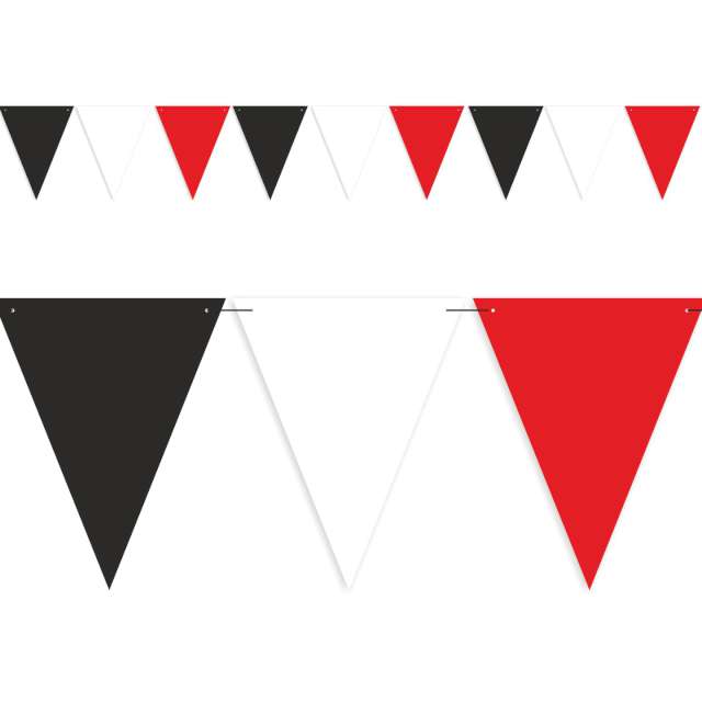 Baner flagi "Party w trzech kolorach", czarno-biało-czerwone, 3,6 m