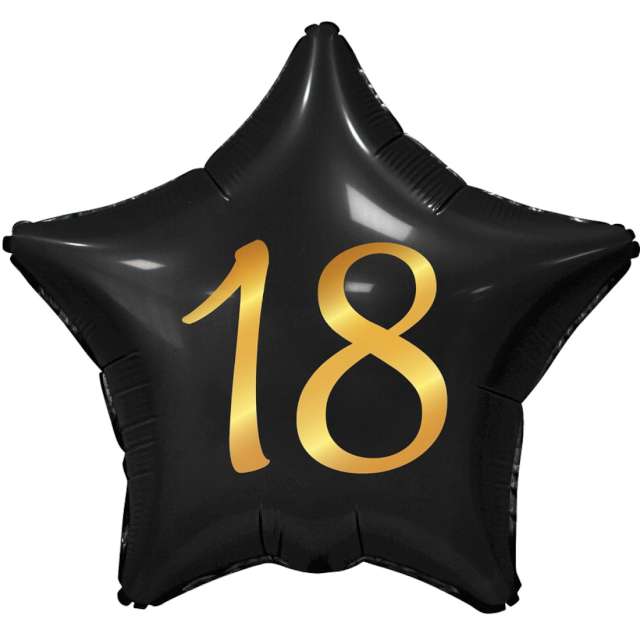 Balon foliowy "18 urodziny - Beauty and Charm", czarny, Godan, 19", STR