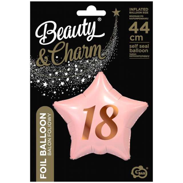 Balon foliowy 18 urodziny - Beauty and Charm różowyGodan 19 STR