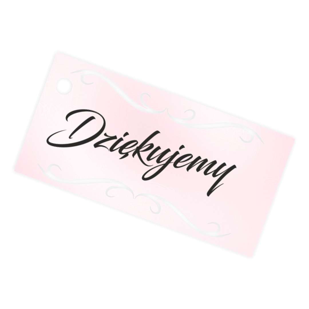 Bileciki "Dziękujemy - Ornament", różowy perłowy, 6x3 cm, 10 szt