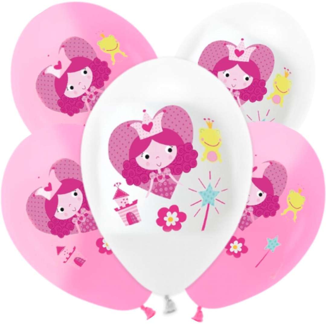 Balony "Księżniczka Mała", biało-różowy pastel, Gemar, 12", 5 szt