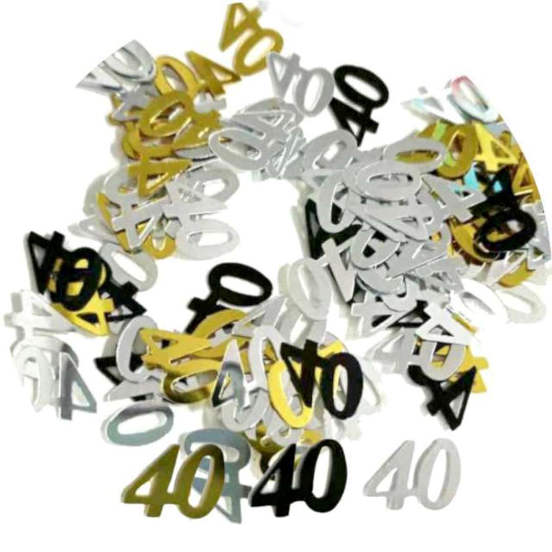 Konfetti "40 urodziny", złote, czarne, srebrne, Godan, 18 g