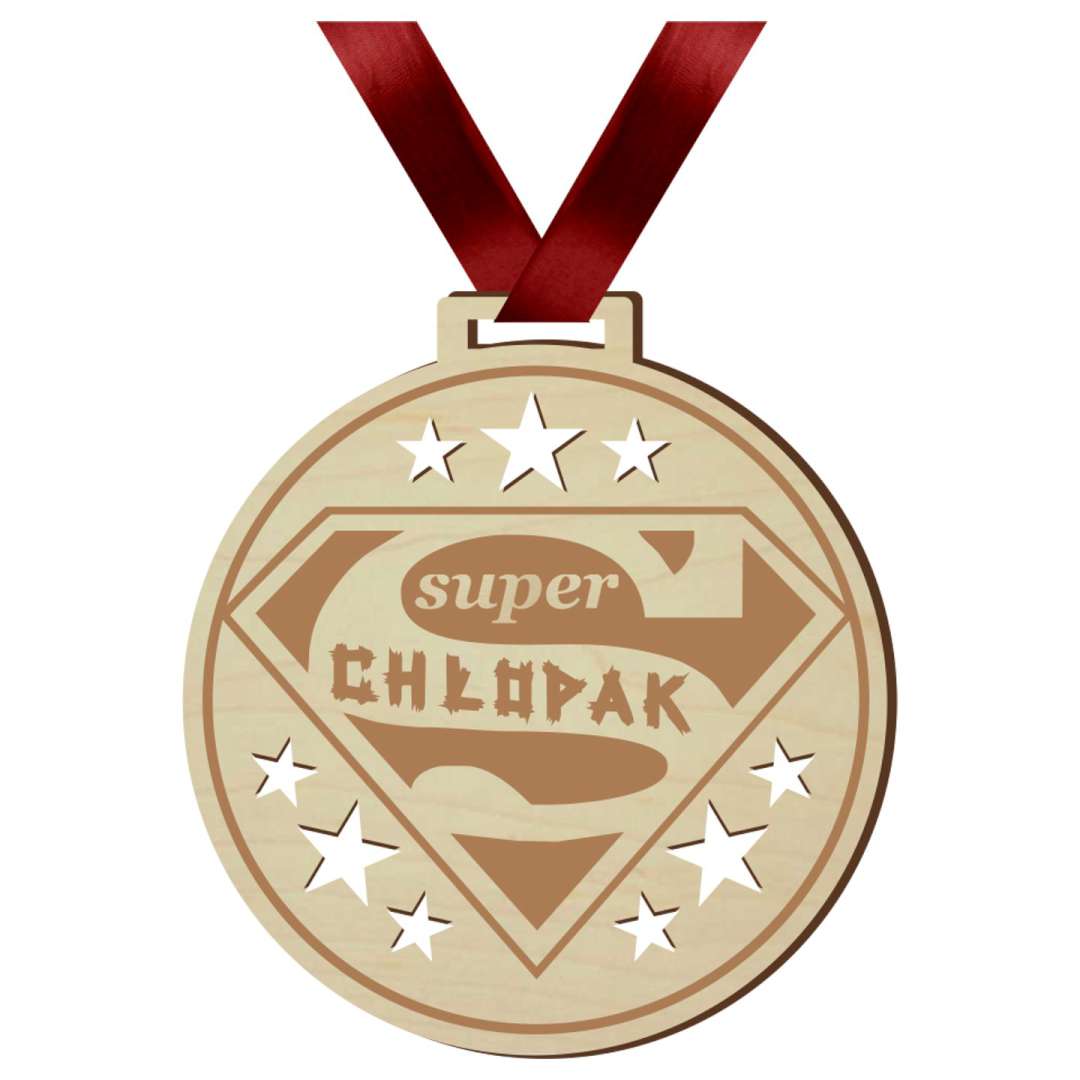 Medal Super Chłopak drewniany 72 mm