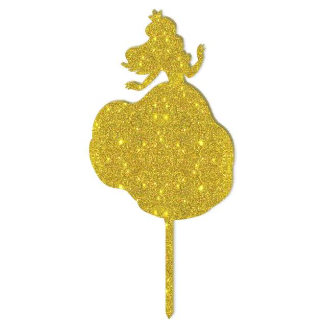 Topper z pleksy Księżniczka złoty brokat 85x18 cm