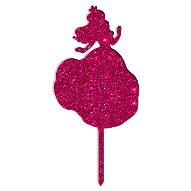 Topper z pleksy "Księżniczka", różowy brokat, 8,5x18 cm