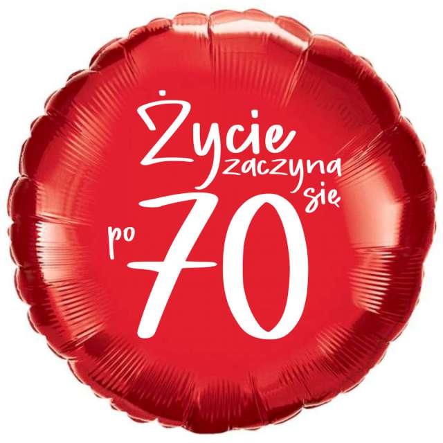 Balon foliowy "Życie zaczyna się po 70", czerwony, 18", RND