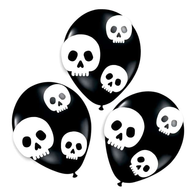 Dekoracja "Czaszki na balonach", czarno-biała, 3 szt