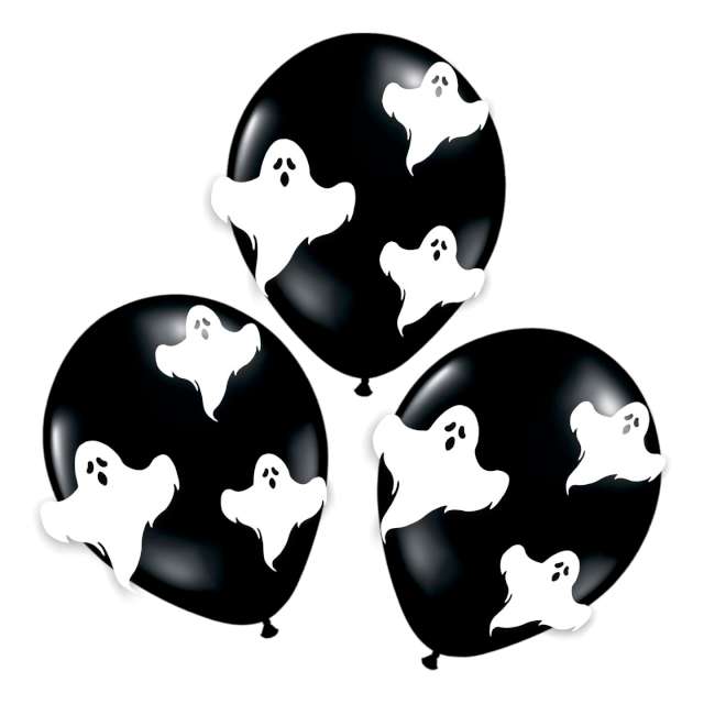 Dekoracja Duszki na balonach czarno-biała 3 szt