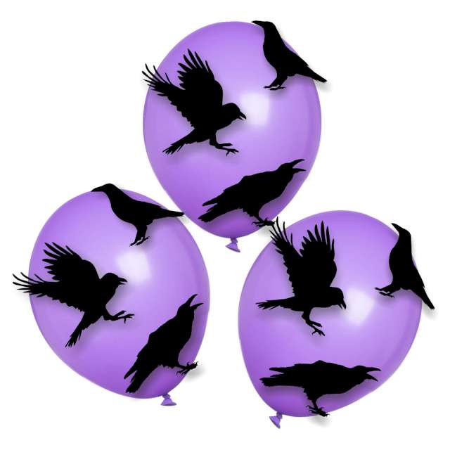 Dekoracja Kruki na balonach czarno-fioletowa 3 szt