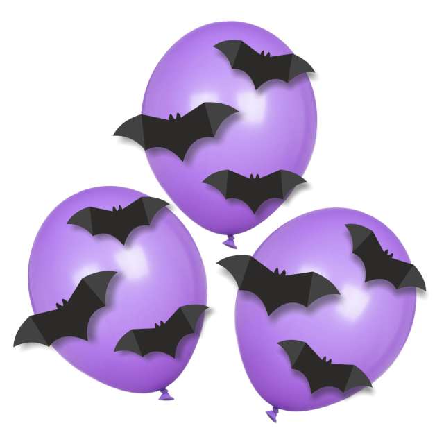 Dekoracja "Nietoperze gacki na balonach", czarno-fioletowa, 3 szt