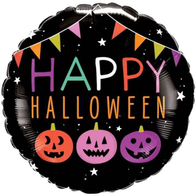 Balon foliowy "Happy Halloween", Qualatex, 18" RND
