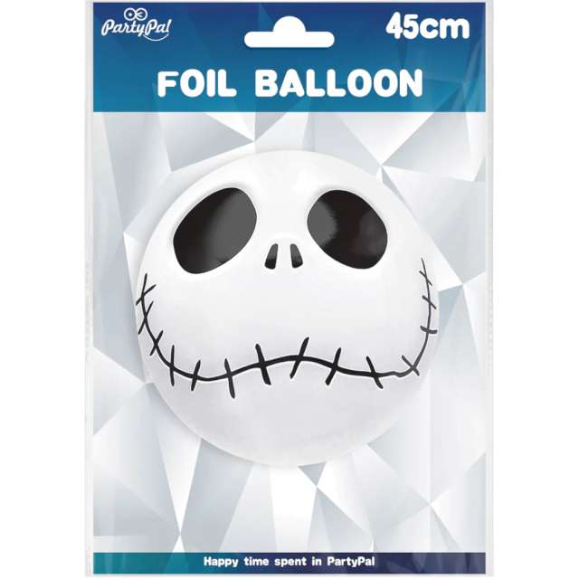 Balon foliowy Czaszka Halloween biały PartyPal 18 RND