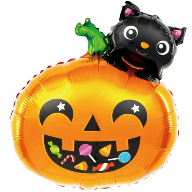 Balon foliowy Dynia i czarny kot pomarańczowy PartyPal 25 SHP