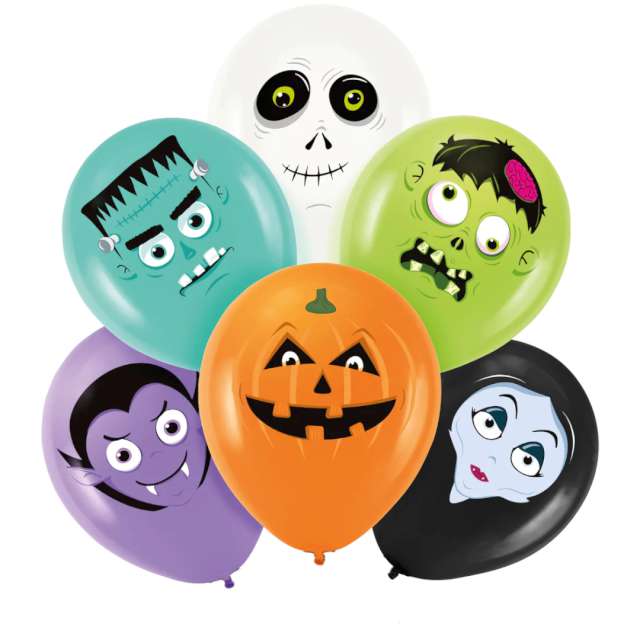 Balony Halloween Monsters pastel mix PartyPal 12 6 szt.
