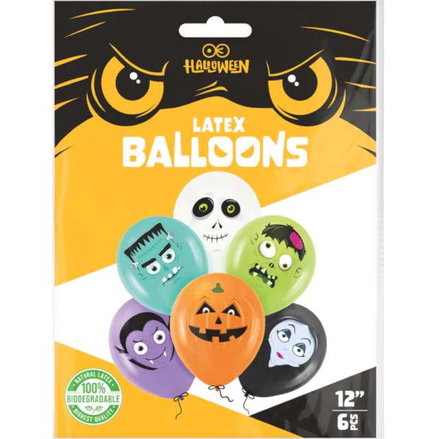 Balony Halloween Monsters pastel mix PartyPal 12 6 szt.